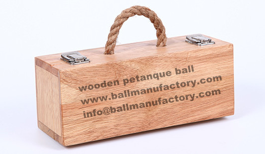 wooden petanque set ball with custom wooden box