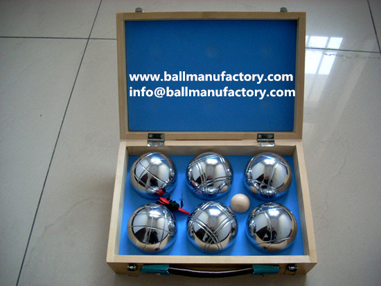Supply 6 balls petanque  set with wooden case